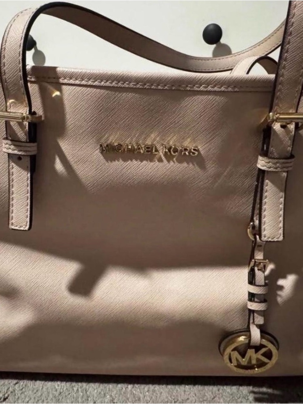 Michael Kors Blush Saffiano Leather Tote with MK Charm